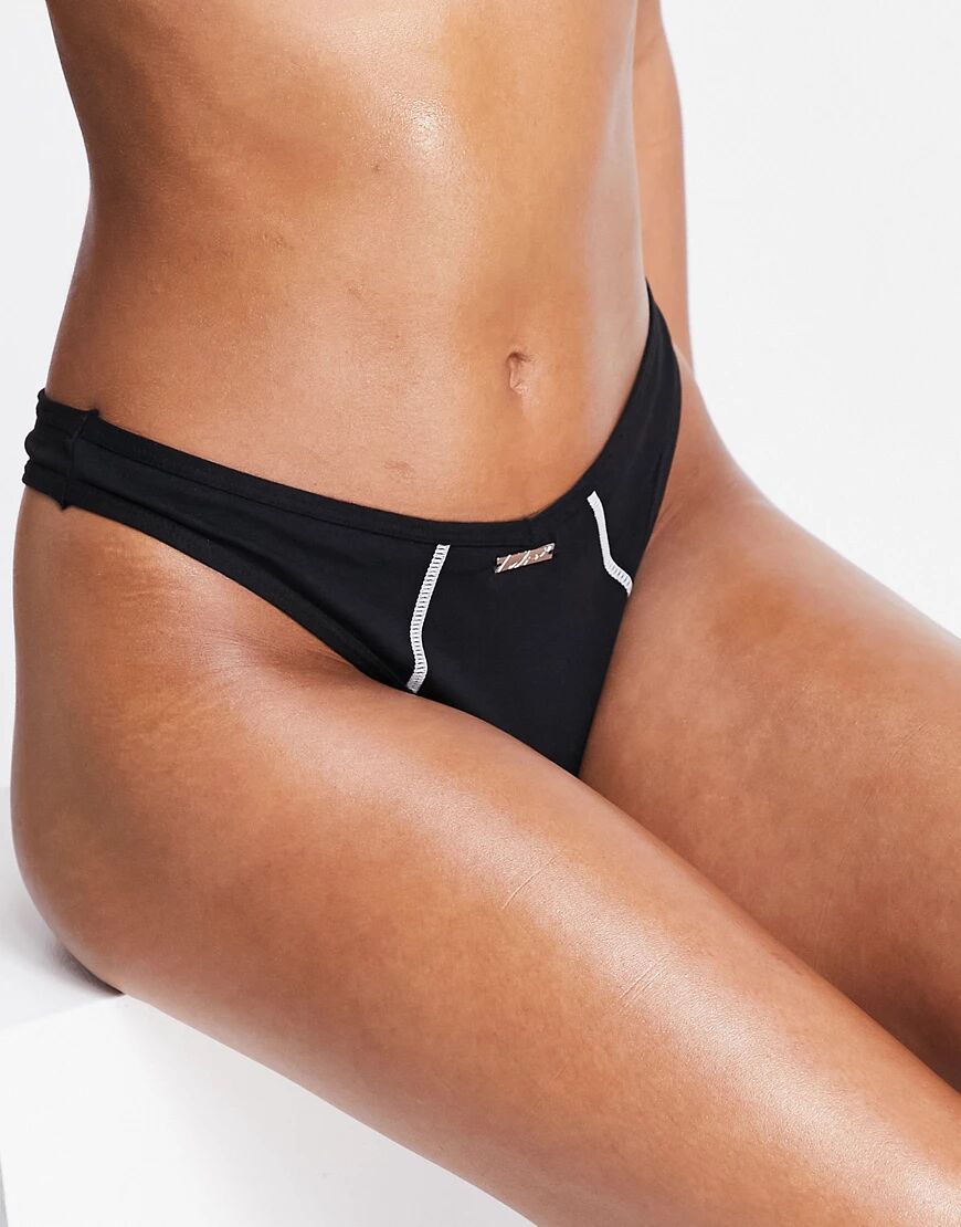 The Couture Club thong brief with contrast stripe in black  Black