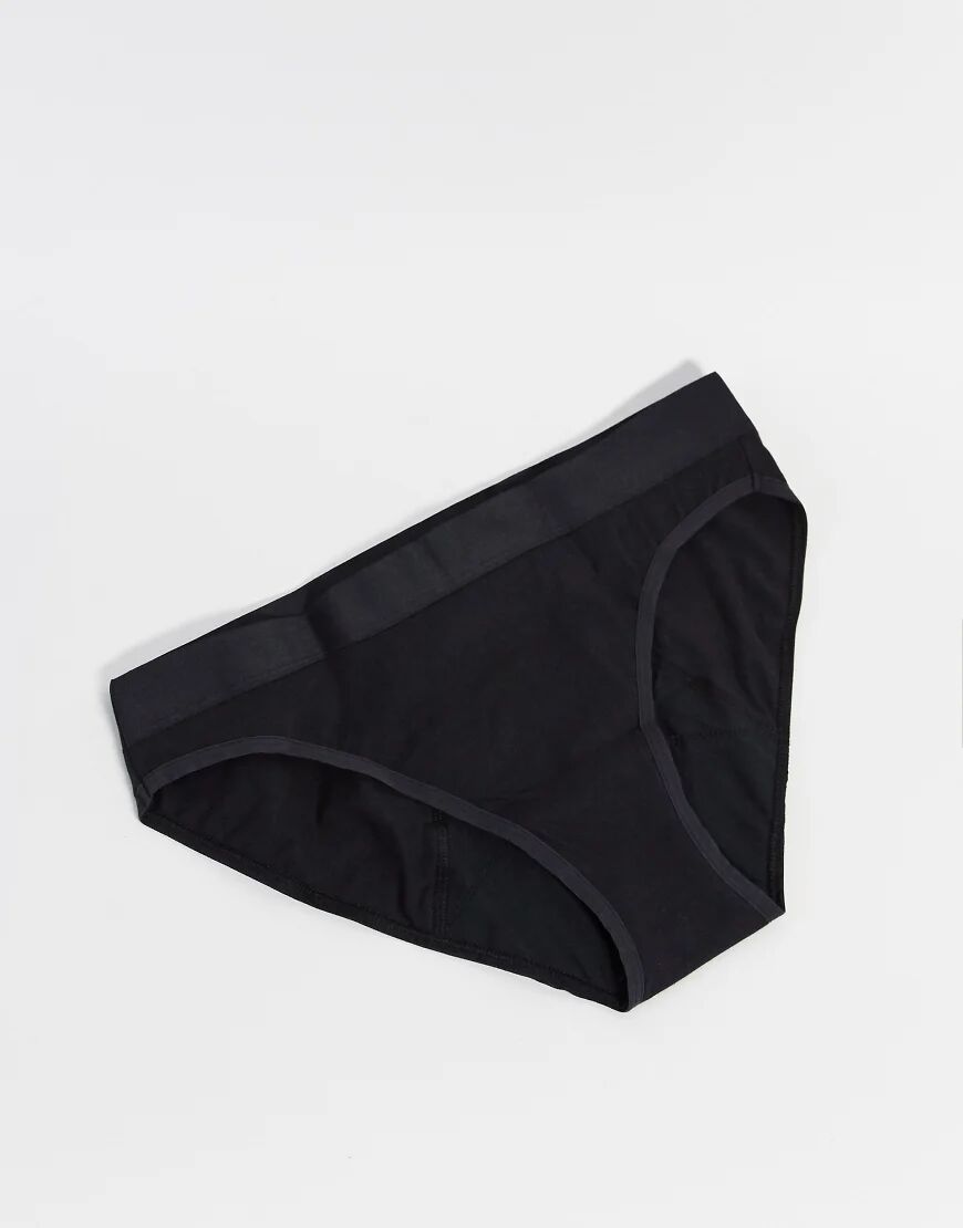 Thinx period proof organic cotton blend bikini briefs in black  Black