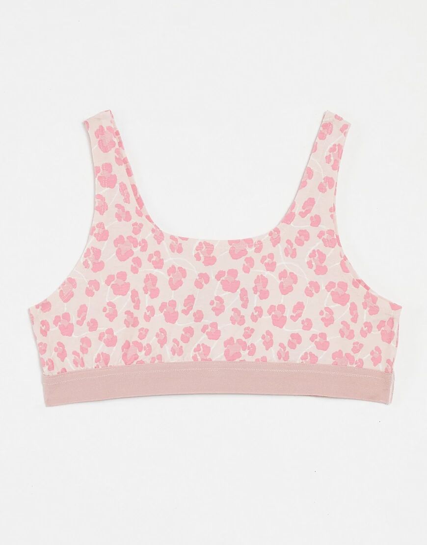 Threadbare leopard print lounge bralet in pink  Pink