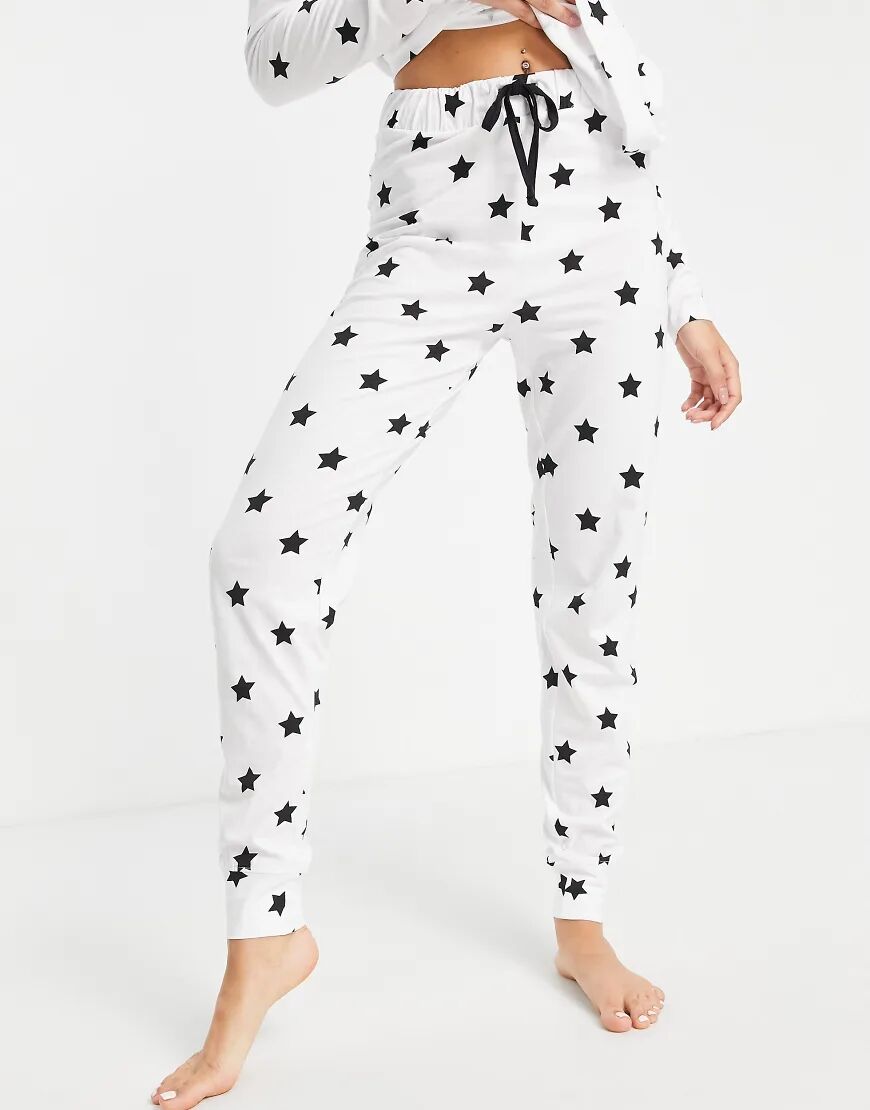 Threadbare star print pyjama jogging bottoms in black and white-Multi  Multi