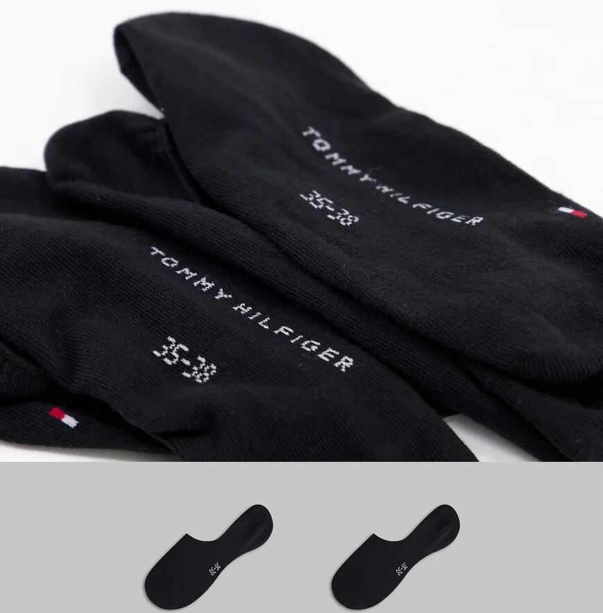 Tommy Hilfiger 2 pack low cut footie socks in black  Black