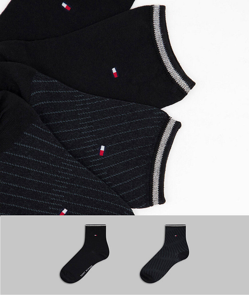 Tommy Hilfiger 2 pack short socks in black  Black