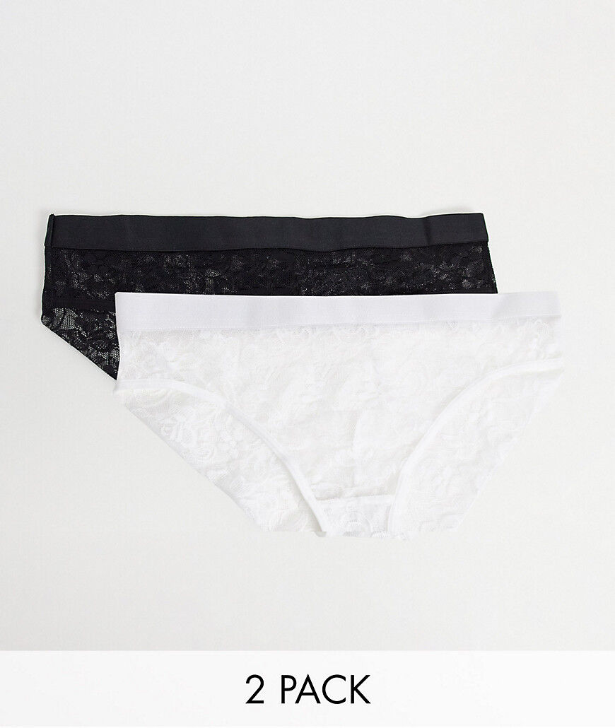 Tutti Rouge Duo 2 pack lace brief in black and white  Black