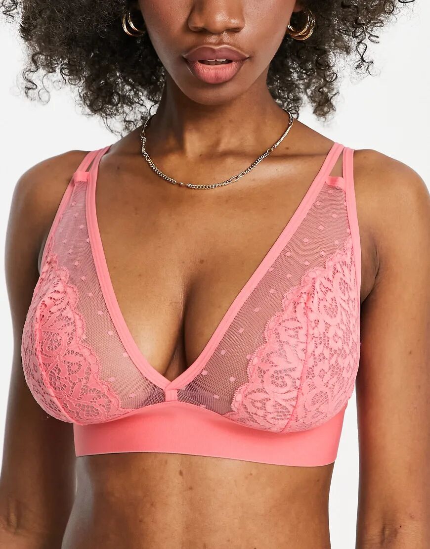 Tutti Rouge Fuller Bust Callie polka dot bralette in coral-Pink  Pink