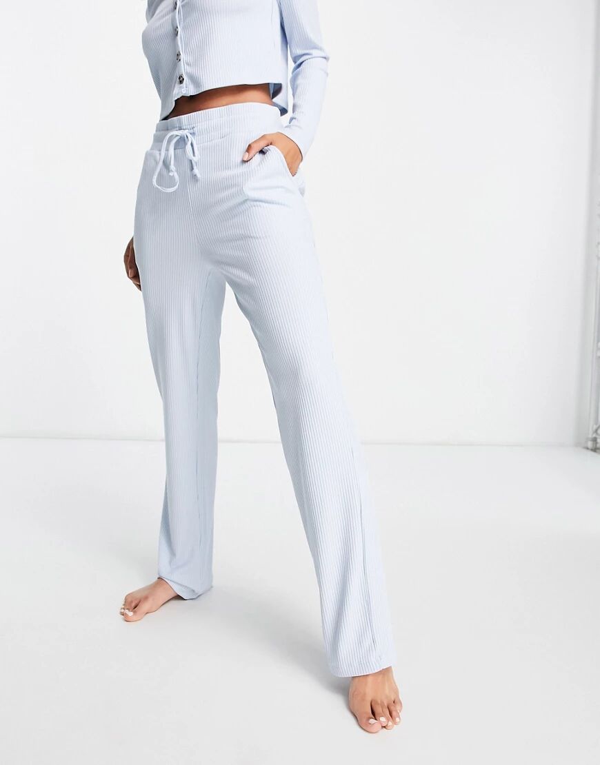 Vero Moda ribbed pj bottoms co-ord in blue  Blue