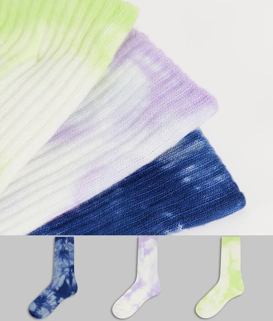 Weekday Eleven organic cotton 3 pack tie dye socks in multi  Multi