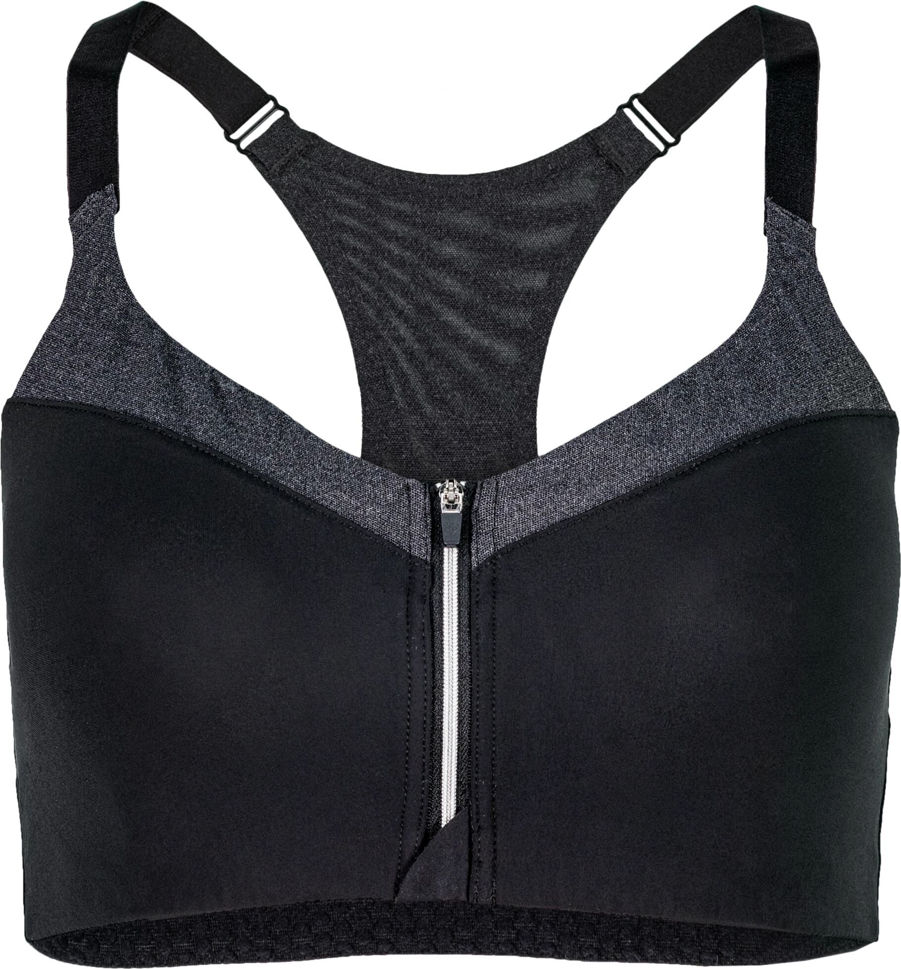 Casall Front Zip Sports Bra, sports-bh dame 80D Dk grey melange