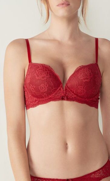 Intimissimi Koronkowy Biustonosz Super Push-Up Mia Kobieta Czerwony Size 3C