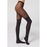 Calzedonia Collants com Efeito Longuette com Padrão às Bolinhas Mulher Preto Taglia 3/4