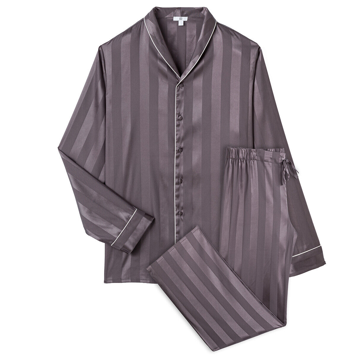 La Redoute Collections Pijama estilo masculino, em cetim adamascado   cinzento