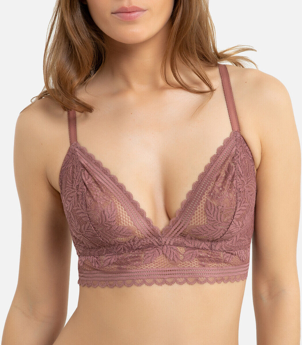 La Redoute Collections Soutien bralette em renda reciclada   rosa-velho