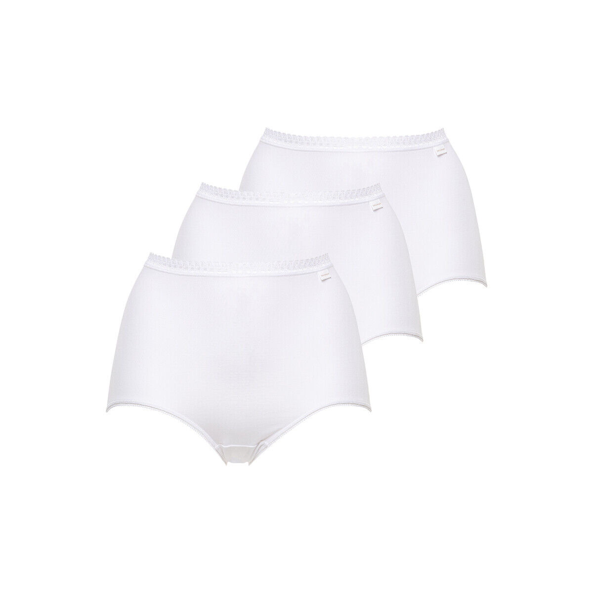 Sans Complexe Lote de 3 cuecas de cintura subida, Classique Coton   branco + branco + branco