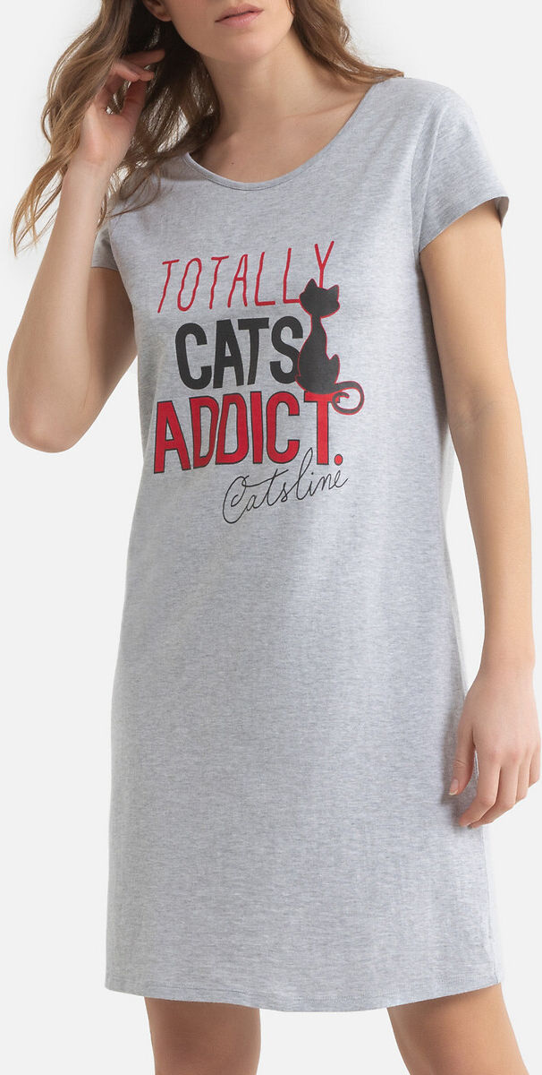 Catsline Camisa de dormir tipo t-shirt comprida, Catsline   Cinza Mesclado