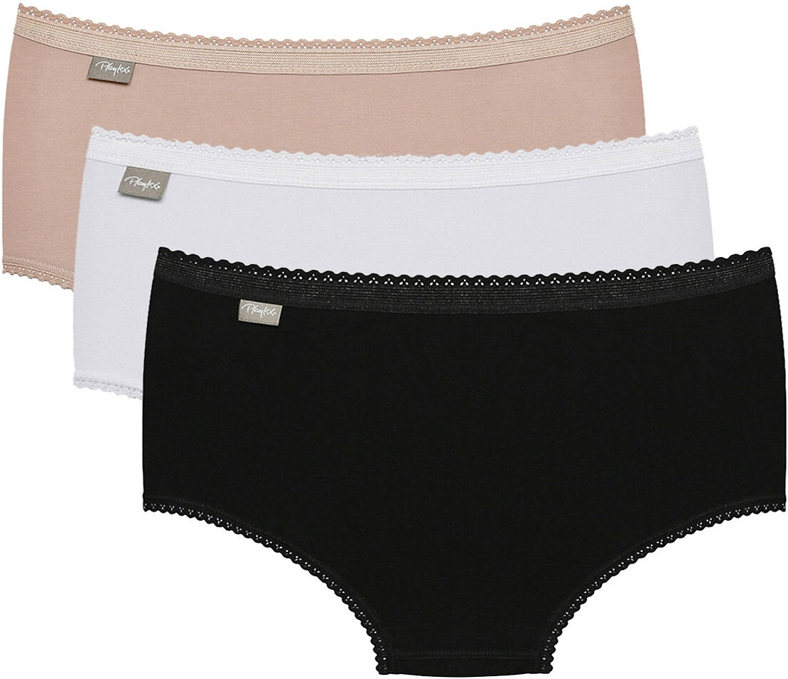 Playtex Lote de 3 cuecas midi Coton Stretch   Branco + bege + preto