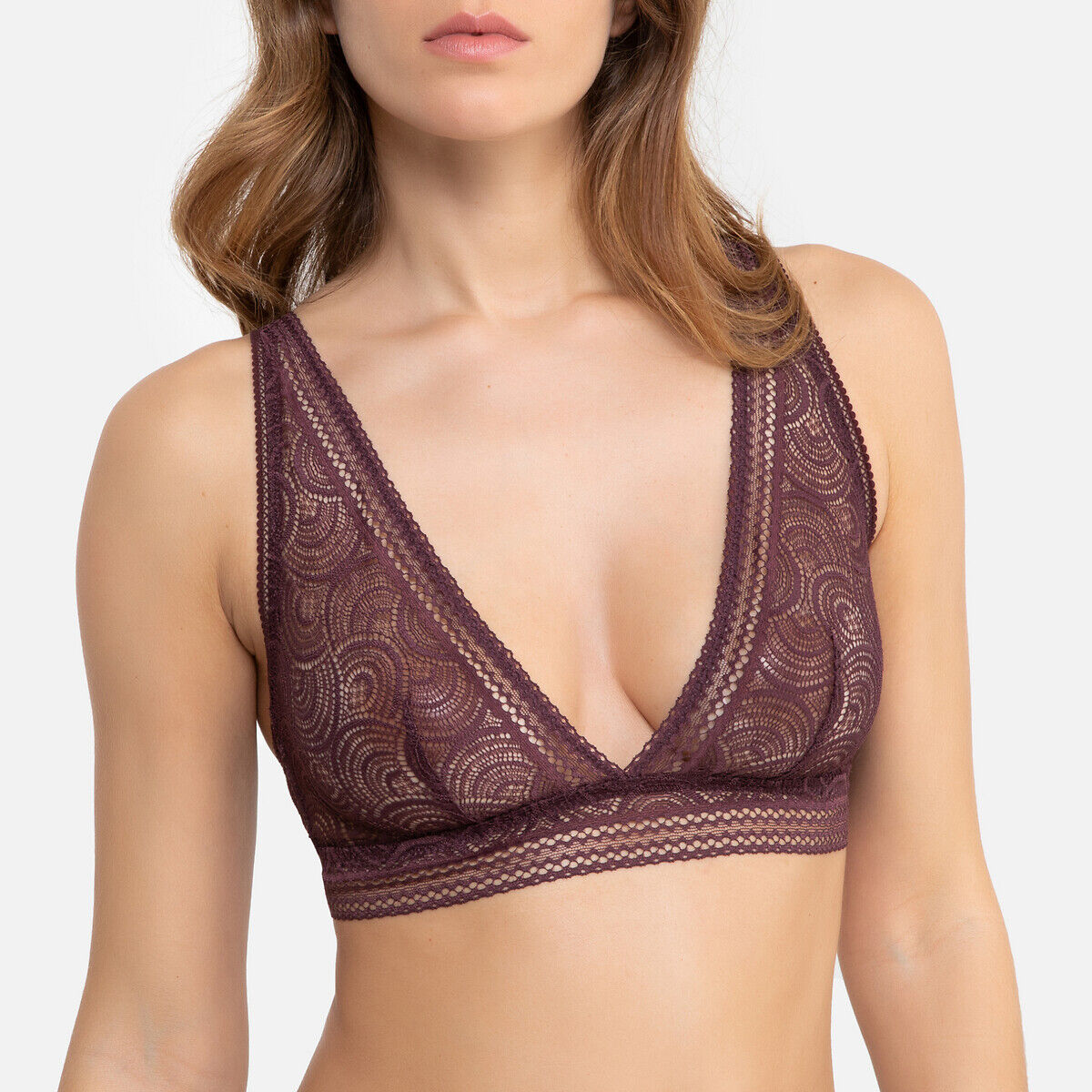 La Redoute Collections Soutien bralette sem armação em renda   castanho