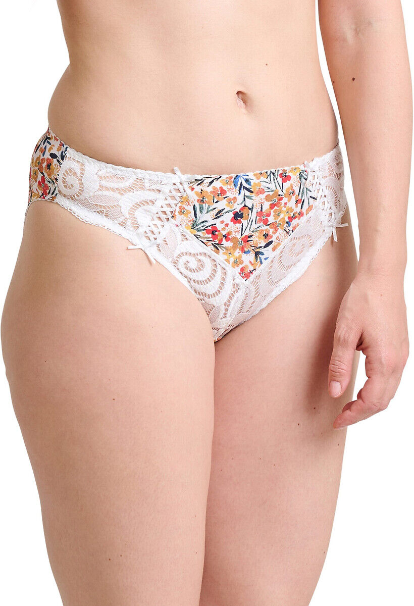 Sans Complexe Cuecas em renda e microfibra, Amelie Print   Imprimé Floral Blanc/Rose