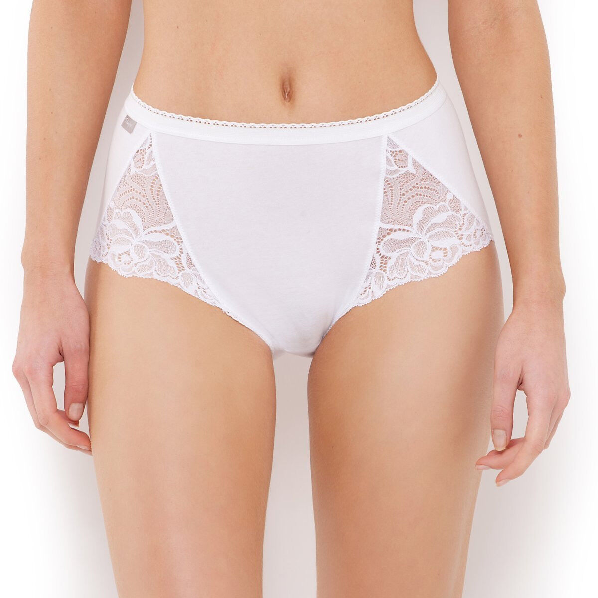 Playtex Lote de 2 cuecas midi em algodão e renda   Branco