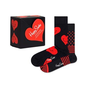Happy Socks Heart Yo 2 Pack Strumpa, Svart/Röd, 36-40