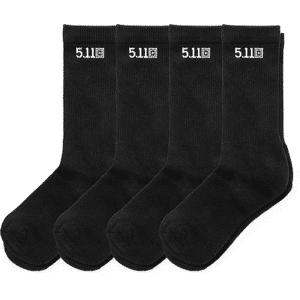 5.11 Tactical Duty Ready Basic Crew Socks (4-Pack) (Färg: Svart, Storlek: Medium (40.5 - 44))