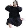 MdybF Pyjamas Dam Klänning för Fett 5XL för Kvinnor Kvinnors Kvinnors Kvinnors Värme Lång Tjock Stor Stor 5Xl-8208 Svart2Xl (60-70 kg)
