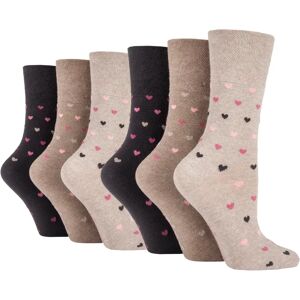 6 Pairs Ladies Gentle Grip Cotton Socks - Brown/Natural female