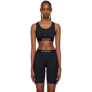 Balenciaga Black Elastic Sport Bra  - 1077 Black White - Size: Large - female