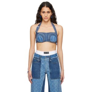 Marine Serre Navy Regenerated Denim Bra  - BL90 NAVY - Size: FR 40 - female