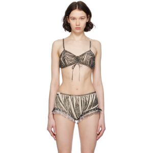 Maison Margiela Black Printed Bra  - 967 Butter/Black - Size: Medium - female