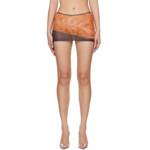 Miaou Orange & Gray Elektra Miniskirt  - Lingerie Print - Size: Large - female