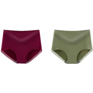 ZHUOYA Women's knickers 2pcs Set Women Plus Size Ultra-thin Seamless Panties Briefs High Waist Comfort Underwear Intimates-w Green-xl 60-70kg-2pcs