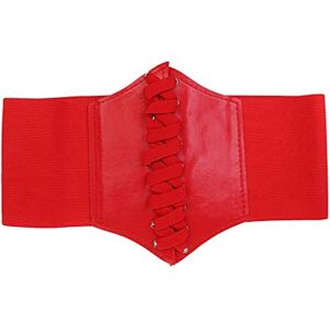 Hellery Women's Corset Underbust Corset Faux Leather Belly Way Corset Waist Cincher - Red, One Size