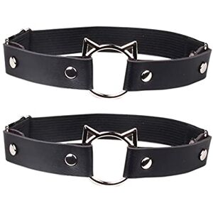 JIHUOO 2 Pcs PU Leather Cat Garter Belts Adjustable Gothic Leg Ring Punk Sexy Harness Suspender for Women