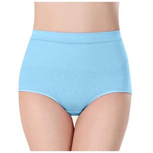 SIGOYI 2021 High Waist Panties For Women Solid Colour Underwears Elastic Comfortable Knickers Fashion Cotton Briefs (Blue, L)
