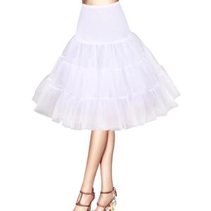 Petticoat 50s Tutu Crinoline Hoopless Underskirt Slips a line Retro Dress 1950s Vintage Petticoat Rockabilly Women Skirt Petticoat Retro Vintage Skirt Half Slips for Women(white,4)