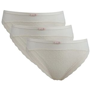 Ex-Store 3 Pack of Sheer Mesh & Lace High Leg Knickers Cream 10