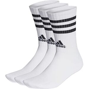 adidas Unisex 3 Stripes Crew Socks, White/Black, M