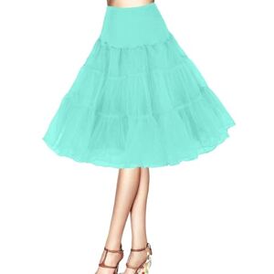 Petticoat 50s Tutu Crinoline Hoopless Underskirt Slips a line Retro Dress 1950s Vintage Petticoat Rockabilly Women Skirt Petticoat Retro Vintage Skirt Half Slips for Women(Mint,16)