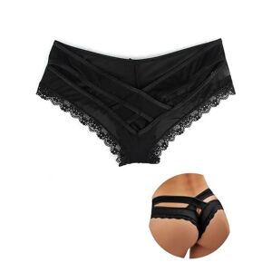 ohmydear Women Lace Knickers High waisted Briefs Ladies Underwear Cheeky Tanga Hollow-Out Hipster Bikini Briefs Black UK 16-18