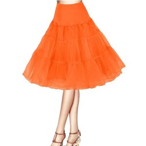 AromaHua Petticoat 50s Retro Underskirt for Women Vintage A-line Crinoline Half Slips hoopless tutu 1950s Swing Vintage petticoat tutu retro Vintage Underskirt Orange