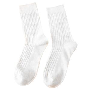SANWOOD Versatile Solid Color Socks Japanese Style Sweat-absorbent Women's Mid-calf Breathable White One Size