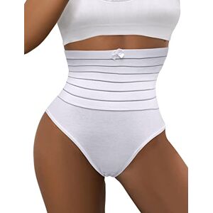 ohyeahlady Tummy Control Knickers Thong High Waist Plus Size Firm Seamless Shapewear Slimming Shaping Underwear Butt Lifter Body Shaper Panties White Size UK 20