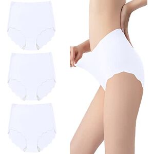 UtopyaUK 3 Pack High waisted seamless knickers for Women Panties Briefs No VPL –100% Cotton Gusset- Silky Breathable Stretchy Invisible Underwear (XL, Cream)