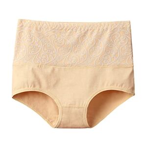 Szshaoye Women's Cotton Tummy Control Knickers Super High Waisted Briefs Ladies Underwear Full Coverage Panties(Beige,L)