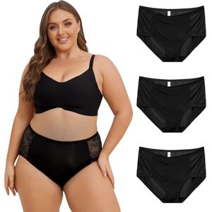 INNERSY Black Plus Size Knickers for Women High Waisted Underwear Lace Ladies Full Briefs 3 Pack (26-28, 3 Black)