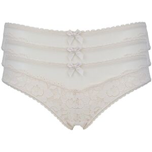Ex-Store 3 Pack of Mesh & Lace Brazilian Knickers Cream 12