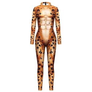 Generic Men's New Cosplay Zentai Bodysuit 3D Printed Animal Long Sleeved Fullb Tights Jumpsuit Gothic Clothes plus Size 5x (Orange, M)