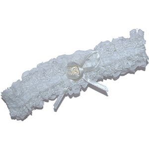 PinkWebShop Lace Garter With Rose Bow - Cream/Ivory (I6129)