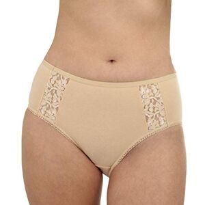 Women's 2 Pack High Waisted Knickers Maxi Full Briefs Ladies Underwear Premium Rich Cotton Lace Panties (10, Beige)