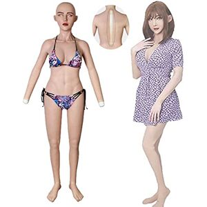 Oppaionaho Realistic Silicone Bodysuit with Female Mask+Arms+Feet+Silicone Breast D Cup, One Piece Crossdressing Jumpsuit for Cosplay Transgender (Color#3, Cotton Filler)