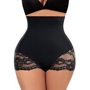 YARRCO Tummy Control Knickers for Women Lace High Waist Shapewear Seamless Body Shaper Shaping Underwear Tummy Tuck Slimming Panties (Black-Lace, XXL)